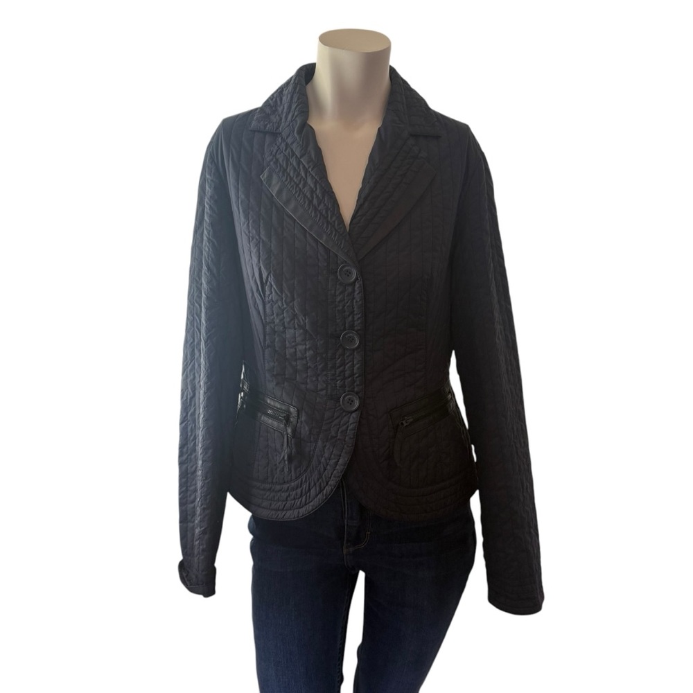 Armani Callezioni Navy Blazer Style Quilted Jacket Womens Size 4 - Picture 4 of 12